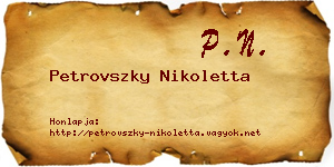 Petrovszky Nikoletta névjegykártya